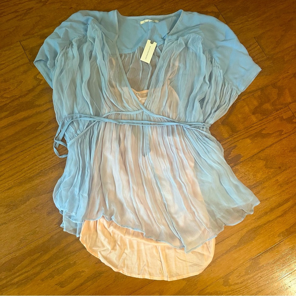 Sheer blouse and tank set